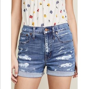 Madewell high rise denim shorts paint splatter